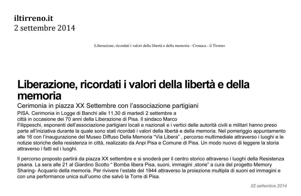 Il Tirreno.it 2 settembre 2014